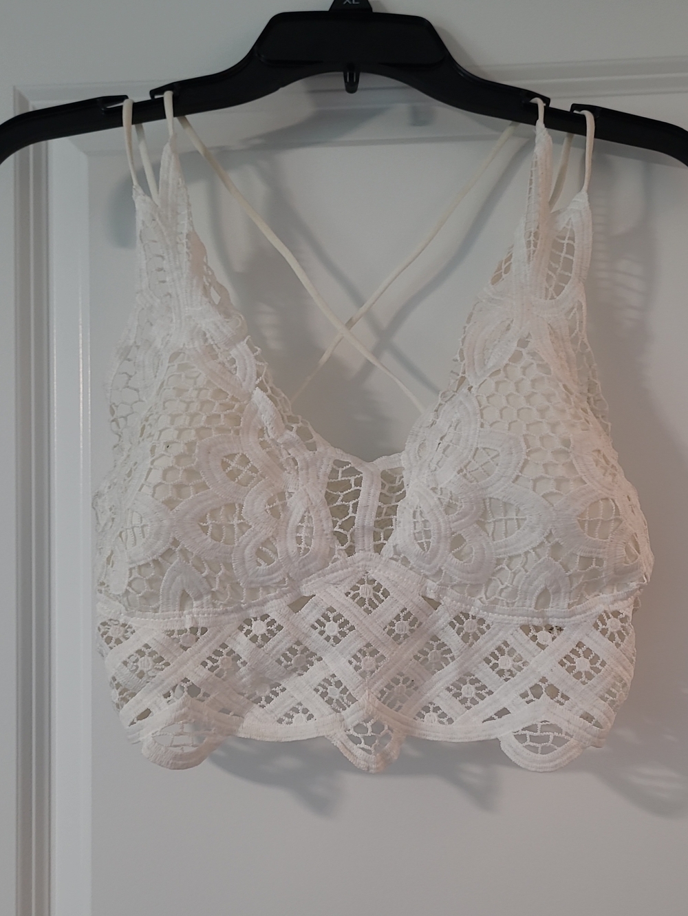 Women’s White Lace Bralette with Crisscross Back